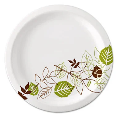 Pathways Soak-Proof Shield Mediumweight Paper Plates, 6 7/8", Grn/Burg, 500/Ct