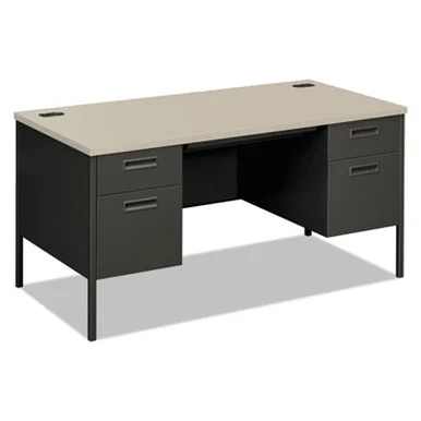 Metro Classic Double Pedestal Desk, 60w x 30d x 29 1/2h, Gray Patterned/Charcoal