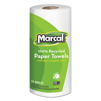 100% Recycled Roll Towels, 9 x 11, 60 Sheets, 15 Rolls/Carton