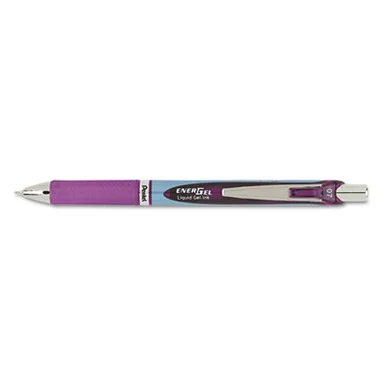 EnerGel RTX Retractable Liquid Gel Pen, .7mm, Needle, Bk/Gray Barrel, Violet Ink